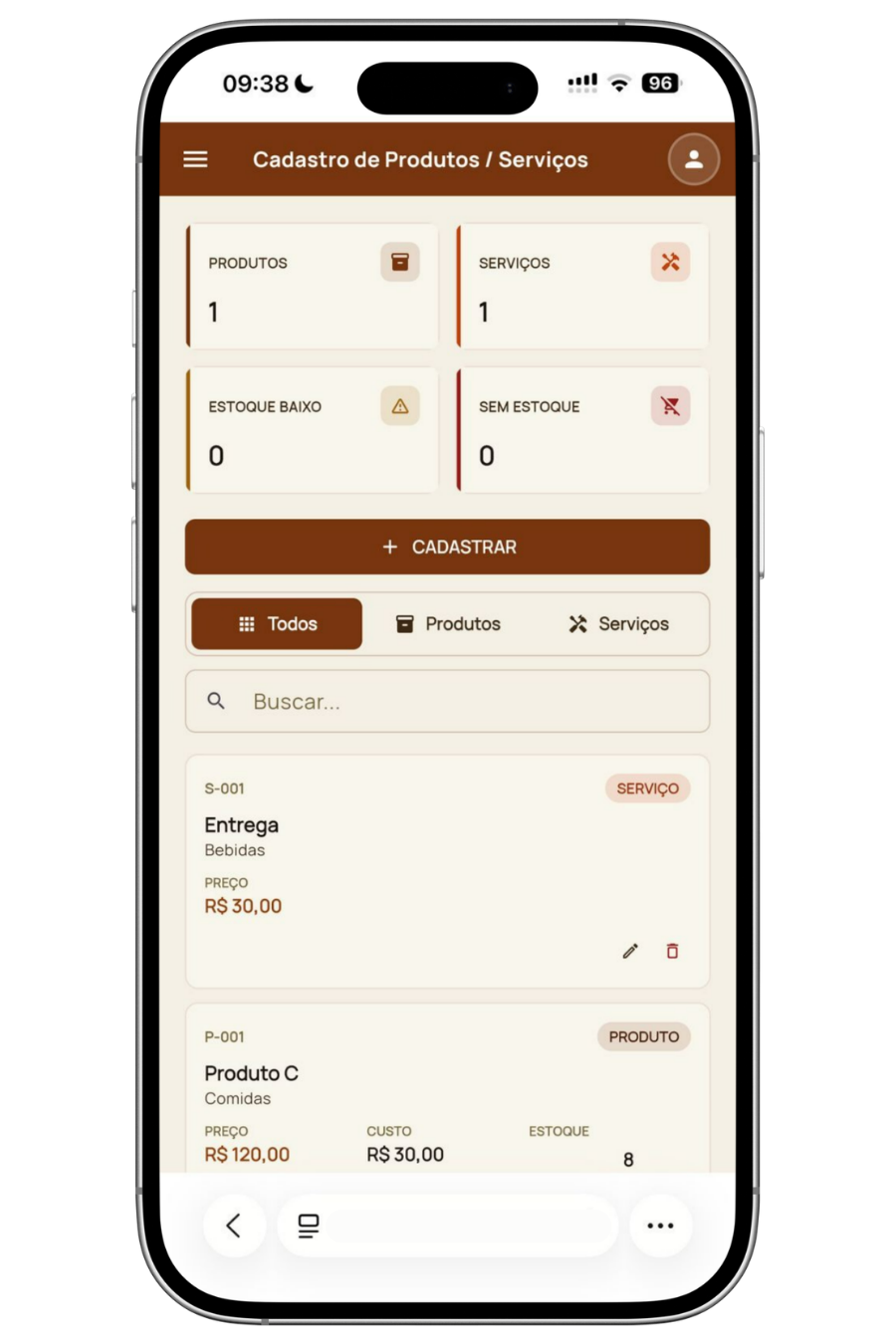 Controle de estoque da Super Planilha Online v2.0