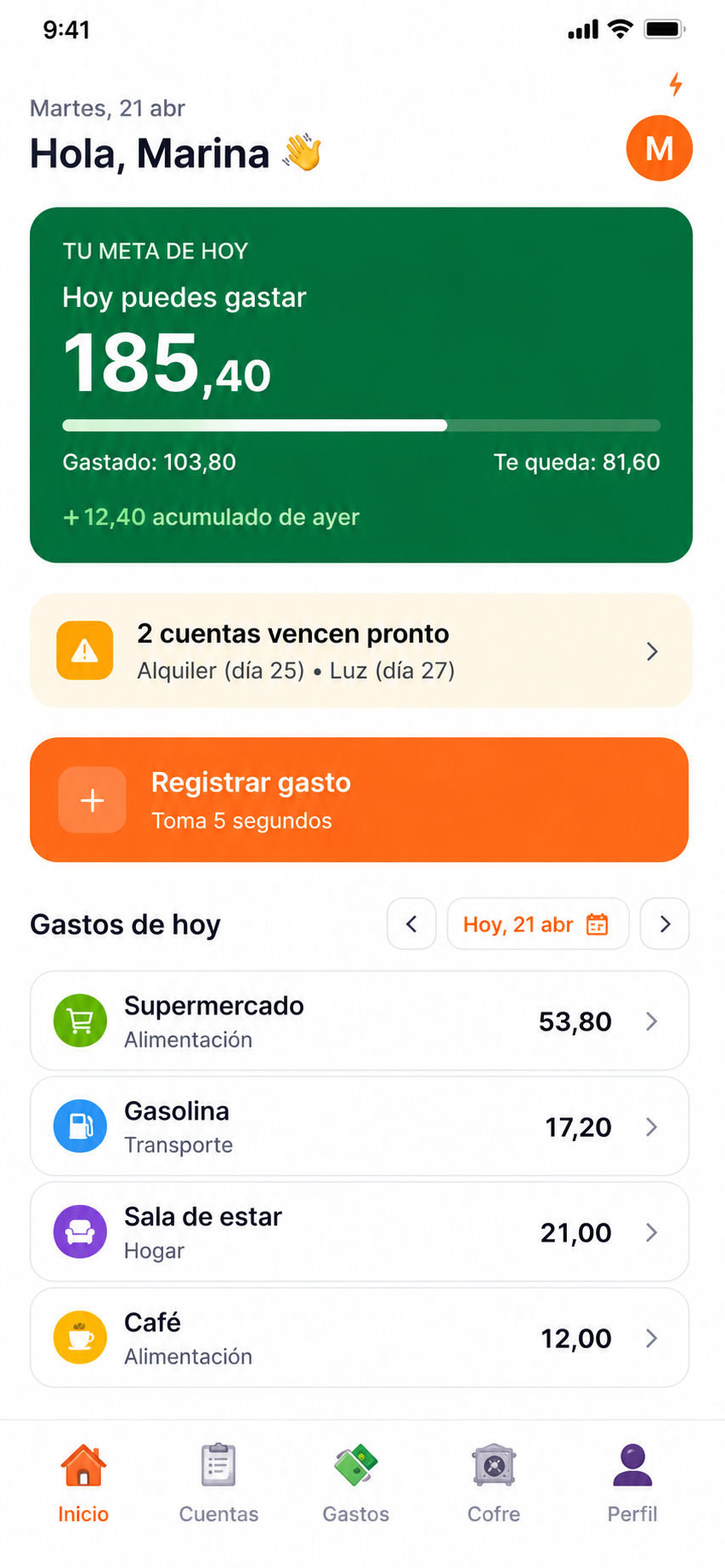 Gastos del día