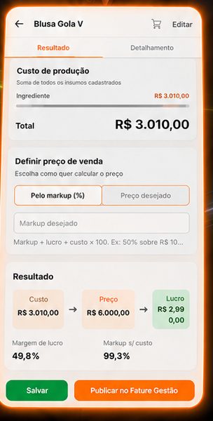 Tela de precificação